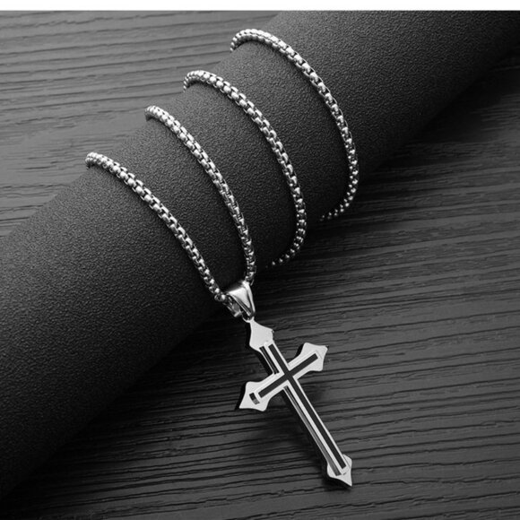 ❤️Cross Nail Chain scarecrow gothic Necklace, N90201P122 - Picture 5 of 8
